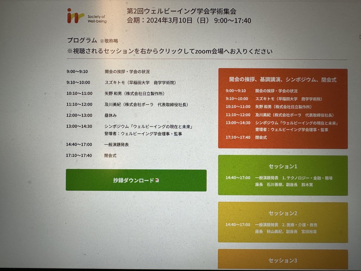 Well－Being学会にてプレゼンテーションを実施